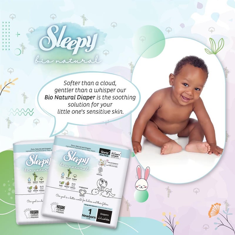 Sleepy Bio Natural Premium Size 1 Diapers | 200 Count | Hypoallergenic Baby Diapers | 2-5Kg | Vegan | 100% Leakproof - Image 5